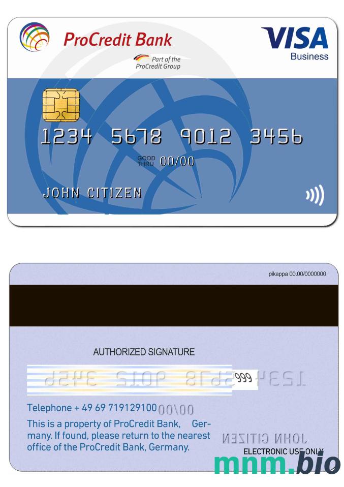 Germany ProCredit Bank Visa Business karta przykład w formacie PSD